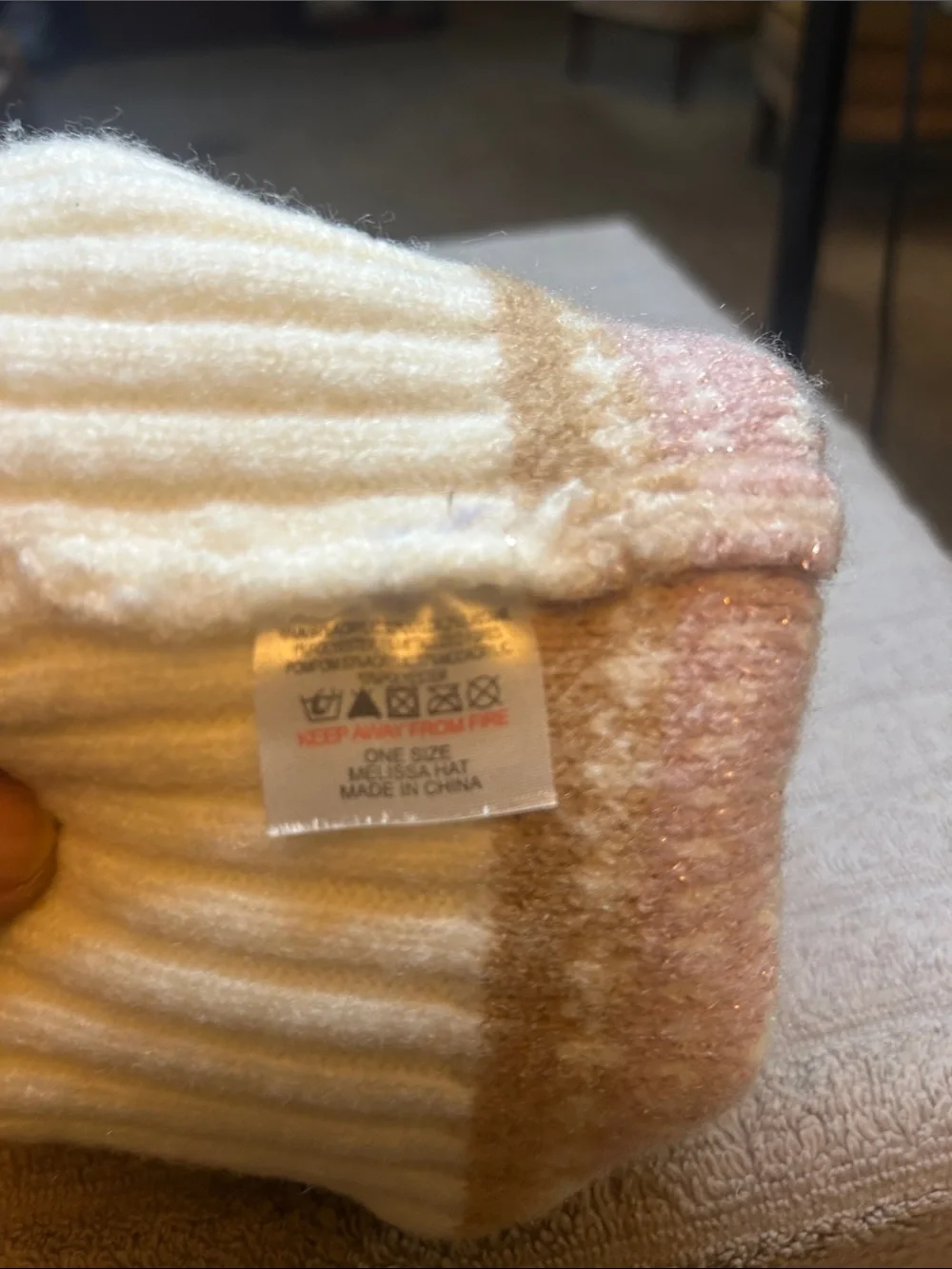 Cozy Kids Cream Pom-Pom Beanie with Pastel Fair Isle